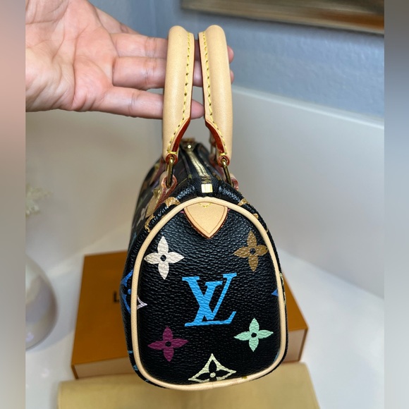 🎀LOUIS VUITTON MINI SPEEDY BLACK MULTICOLOR - Picture 12 of 17